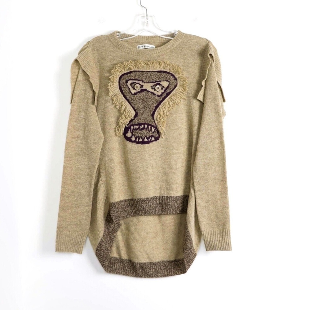 Tsumori Chisato sweater monkey face high-low knit wool XS knit tunic top luxury